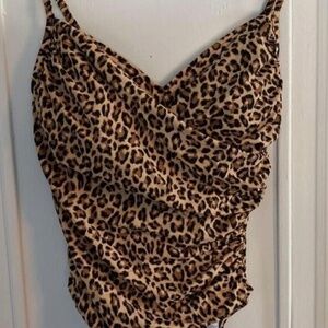 Aqua Green Animal Leopard Print 1Piece Swimsuit Large 12/14 NWT